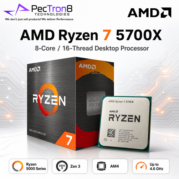 AMD Ryzen 7 5700X AM4 Desktop Processor 8C/16T 4.6GHz Boost 32MB Cache 65W CPU No Cooler Included
