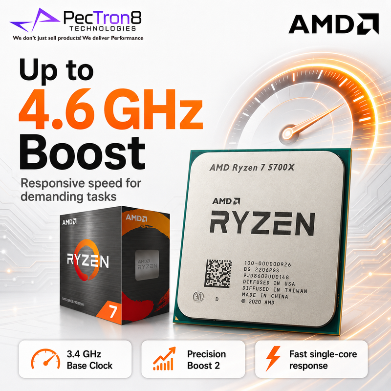 AMD Ryzen 7 5700X AM4 Desktop Processor 8C/16T 4.6GHz Boost 32MB Cache 65W CPU No Cooler Included