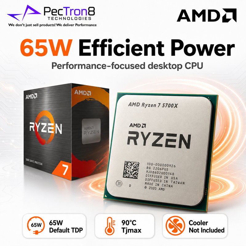 AMD Ryzen 7 5700X AM4 Desktop Processor 8C/16T 4.6GHz Boost 32MB Cache 65W CPU No Cooler Included