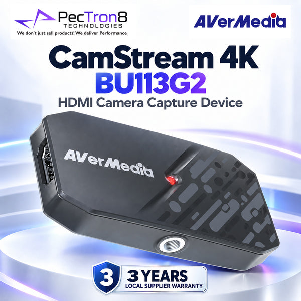 AVerMedia CAMSTREAM 4K BU113G2 USB 3.2 HDMI Capture Device – 4K30 Capture, 4K60 Pass-Through, UVC Plug-and-Play