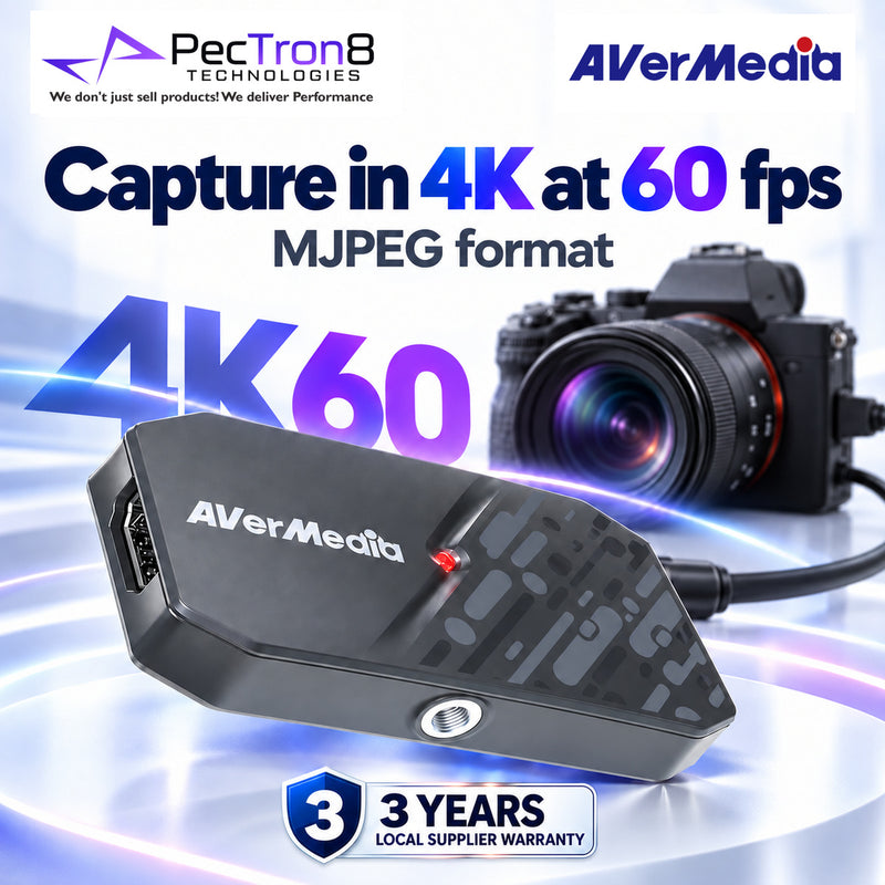 AVerMedia CAMSTREAM 4K BU113G2 USB 3.2 HDMI Capture Device – 4K30 Capture, 4K60 Pass-Through, UVC Plug-and-Play