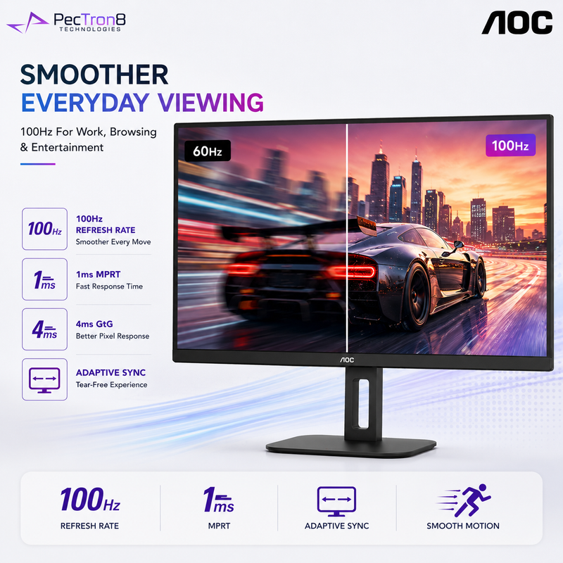 AOC Q32V5E 31.5" IPS QHD 100Hz Monitor | 1ms MPRT | HDR10 | Adaptive Sync | HDMI 2.0 ×2 | DP 1.4 | VESA