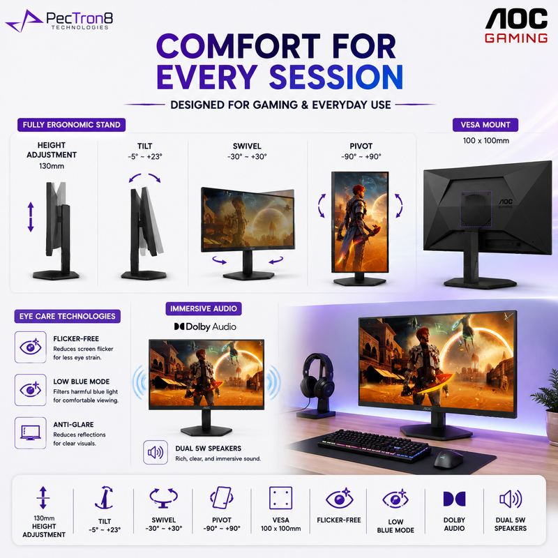 AOC Q27G4XY 27" Smart Gaming Monitor QHD Fast VA 180Hz 1ms | Google TV OS | Adaptive Sync | Dolby Audio | USB-C 65W | DP 1.4