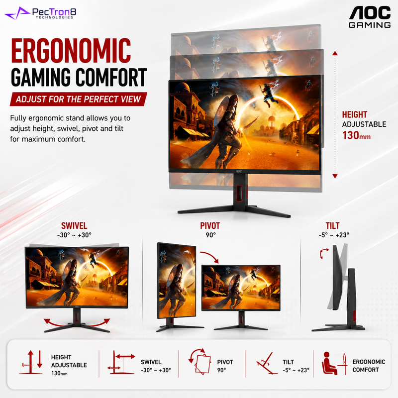 AOC 25G4K 24.5" Fast IPS Gaming Monitor FHD 420Hz 0.3ms | Adaptive Sync | HDMI 2.0 ×2 | DP 1.4 | HAS Swivel Pivot