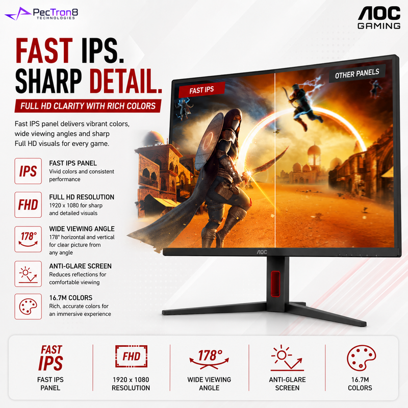 AOC 25G4K 24.5" Fast IPS Gaming Monitor FHD 420Hz 0.3ms | Adaptive Sync | HDMI 2.0 ×2 | DP 1.4 | HAS Swivel Pivot