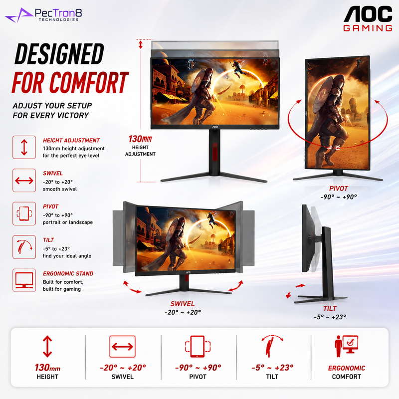 AOC Q27G4S 27" Fast IPS QHD 300Hz Gaming Monitor | 0.3ms | HDR400 | HDMI 2.1 ×2 | DP 1.4 | Adaptive Sync | PIP/PBP | HAS Pivot VESA