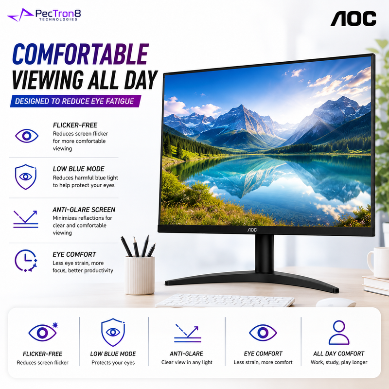 AOC Q27B36X 27" IPS QHD Gaming Monitor 144Hz 0.5ms Adaptive Sync HDR10 | HDMI 2.0 | DP 1.4 | Flicker-Free Low Blue VESA
