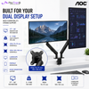 AOC AM420B Black Dual Monitor Arm | Mechanical Spring | 17–34" Each | 2–9kg Per Arm | VESA 75x75 / 100x100 | C-Clamp & Grommet