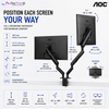 AOC AM420B Black Dual Monitor Arm | Mechanical Spring | 17–34" Each | 2–9kg Per Arm | VESA 75x75 / 100x100 | C-Clamp & Grommet