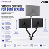 AOC AM420B Black Dual Monitor Arm | Mechanical Spring | 17–34" Each | 2–9kg Per Arm | VESA 75x75 / 100x100 | C-Clamp & Grommet