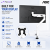 AOC AM400W White Single Monitor Arm | Mechanical Spring | 17–34" | 2–9kg | VESA 75x75 / 100x100 | C-Clamp & Grommet