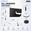 AOC AM400W White Single Monitor Arm | Mechanical Spring | 17–34" | 2–9kg | VESA 75x75 / 100x100 | C-Clamp & Grommet
