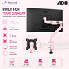 AOC AM400P Pink Single Monitor Arm | Mechanical Spring | 17–34" | 2–9kg | VESA 75x75 / 100x100 | C-Clamp & Grommet
