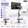 AOC AM400G Single Monitor Arm Gray | Mechanical Spring | 17–34" | 2–9kg | VESA 75x75 / 100x100 | Height Adjustable | C-Clamp & Grommet