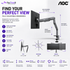 AOC AM400G Single Monitor Arm Gray | Mechanical Spring | 17–34" | 2–9kg | VESA 75x75 / 100x100 | Height Adjustable | C-Clamp & Grommet