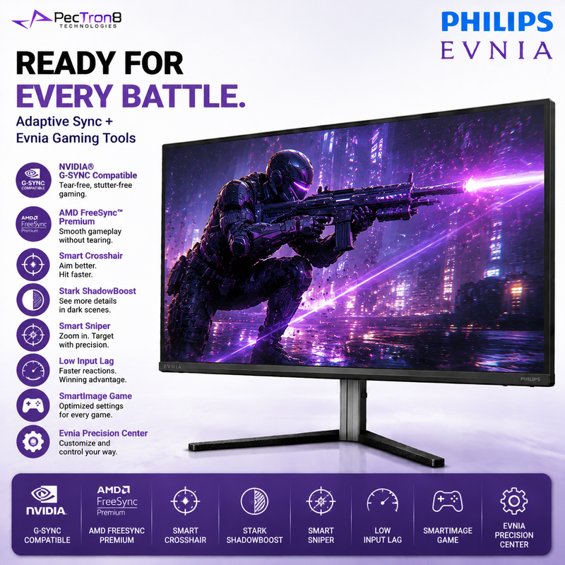 Philips Evnia 27M2N6500L 26.5" QD-OLED QHD Gaming Monitor – 240Hz, 0.03ms, HDR10, G-SYNC Compatible, AMD FreeSync, DP 1.4 & HDMI 2.0