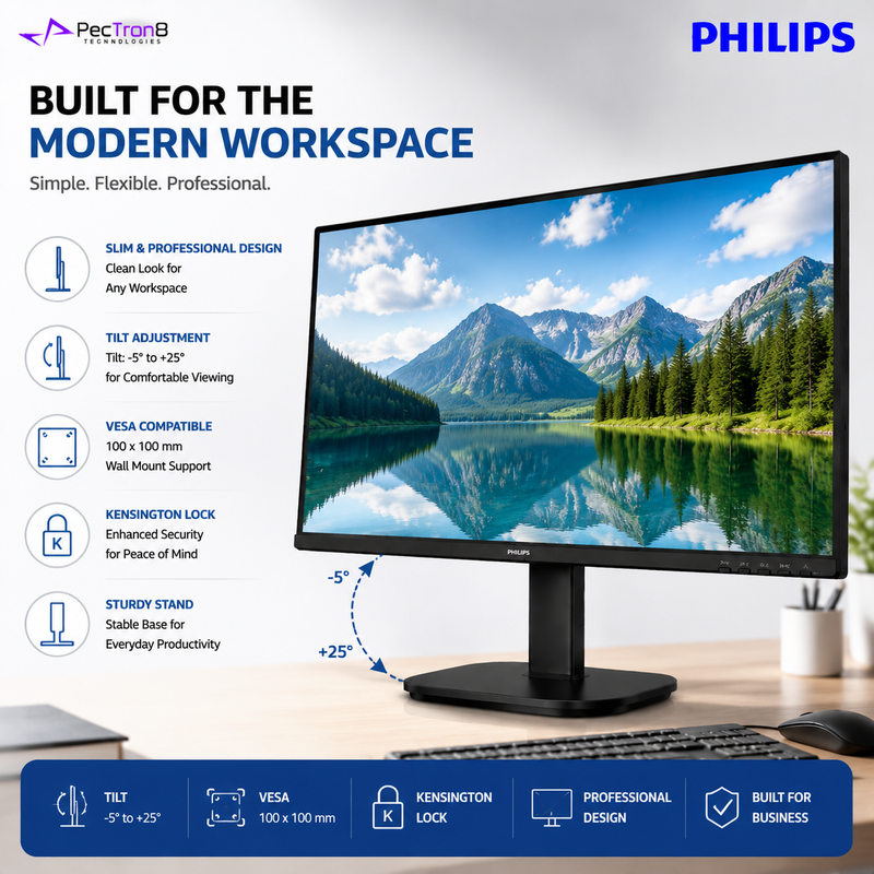 Philips 27B2N2200G 27" FHD IPS Business Monitor – 144Hz, 4ms, 350 Nits, Adaptive Sync, HDMI, DisplayPort, VGA & Built-in Speakers