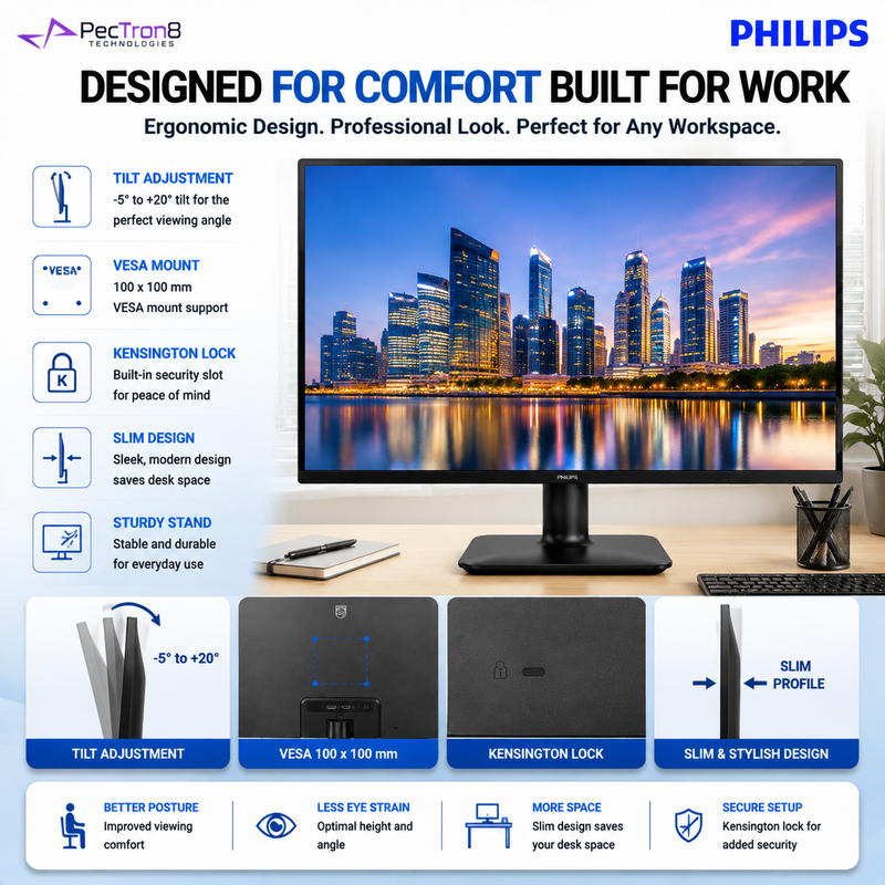 Philips 27E2G2200 27" Full HD IPS Monitor | 144Hz | 0.5ms MPRT | Adaptive Sync | HDR10 | HDMI 1.4 | DisplayPort 1.4 | VESA