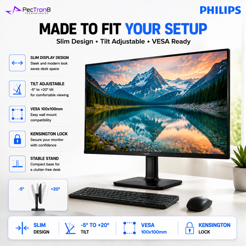 Philips 24E2G2200 23.8" Full HD IPS Monitor | 144Hz | 0.5ms MPRT | Adaptive Sync | HDR10 | HDMI 1.4 | DisplayPort 1.4 | VESA