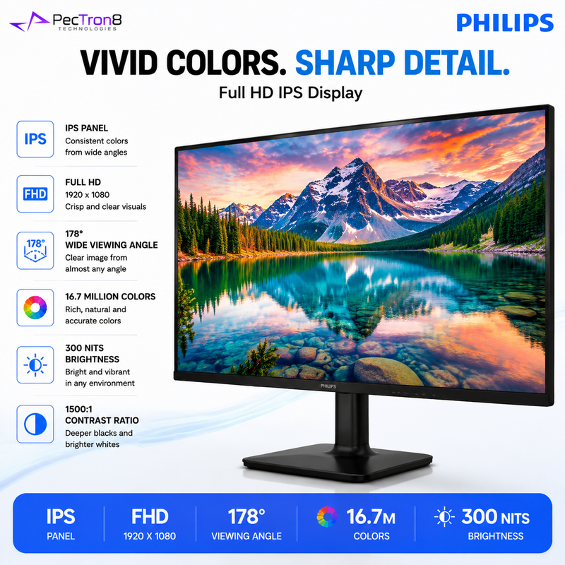 Philips 24E2G2200 23.8" Full HD IPS Monitor | 144Hz | 0.5ms MPRT | Adaptive Sync | HDR10 | HDMI 1.4 | DisplayPort 1.4 | VESA