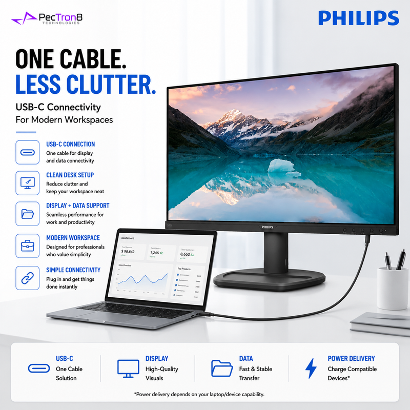 Philips 243S9A 23.8" Full HD IPS Monitor | 75Hz | USB-C | DisplayPort | HDMI | Built-in Speakers | VESA