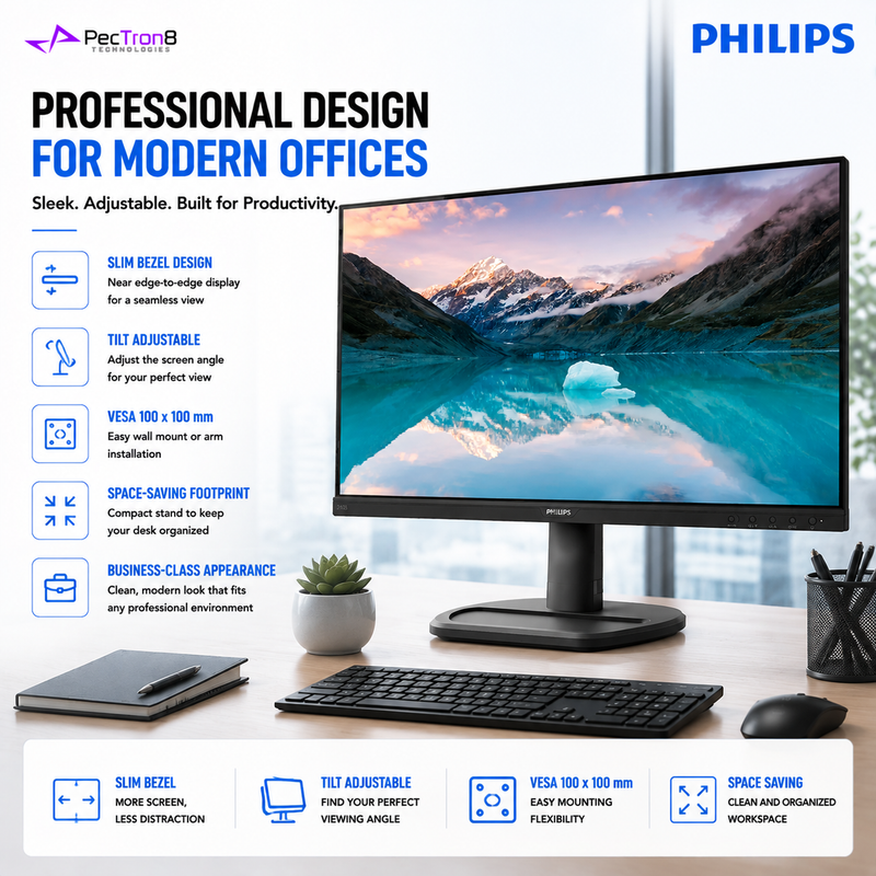 Philips 243S9A 23.8" Full HD IPS Monitor | 75Hz | USB-C | DisplayPort | HDMI | Built-in Speakers | VESA