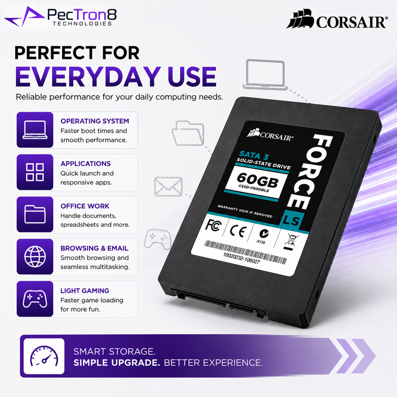 CORSAIR Force Series LS 60GB SATA III 6Gb/s SSD – 560MB/s Read, 535MB/s Write, 2.5" Internal Solid State Drive | CSSD-F60GBLS