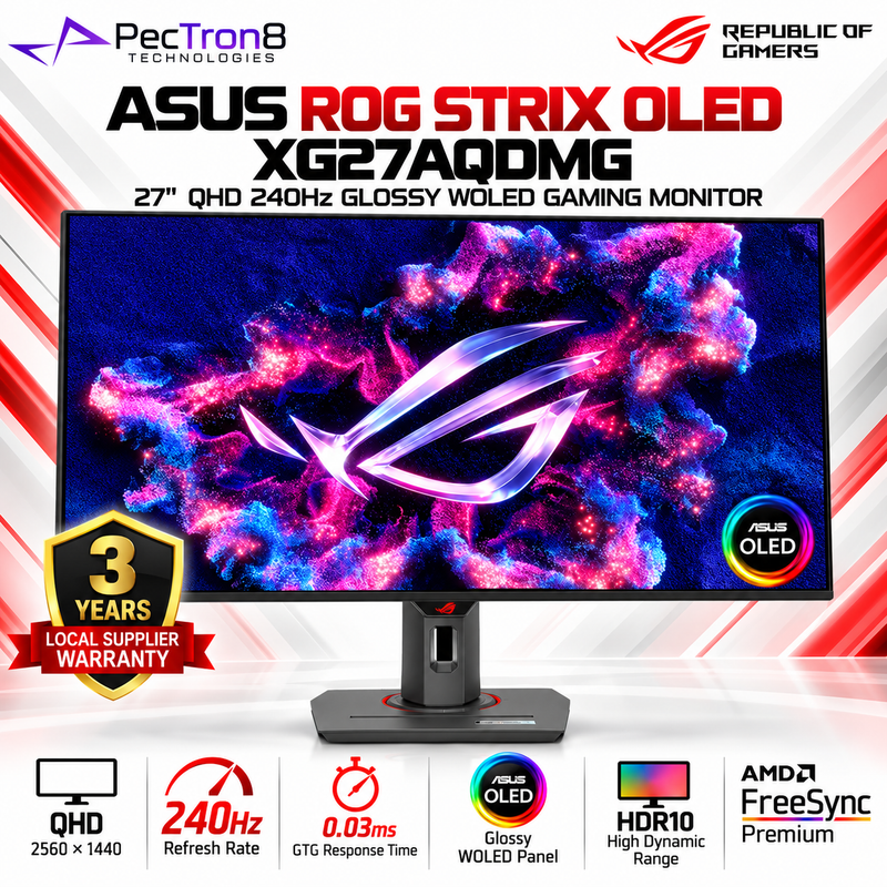 ASUS ROG Strix OLED XG27AQDMG 27" QHD 240Hz Glossy WOLED Gaming Monitor | 0.03ms | HDR10