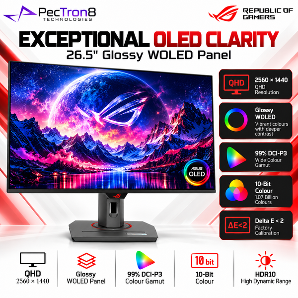 ASUS ROG Strix OLED XG27AQDMG 27" QHD 240Hz Glossy WOLED Gaming Monitor | 0.03ms | HDR10