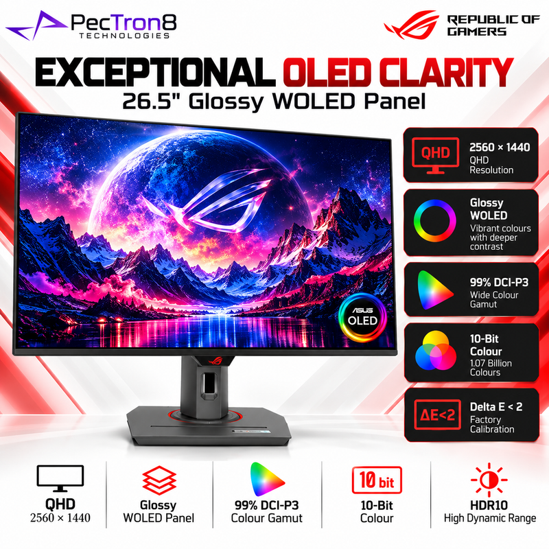ASUS ROG Strix OLED XG27AQDMG 27" QHD 240Hz Glossy WOLED Gaming Monitor | 0.03ms | HDR10