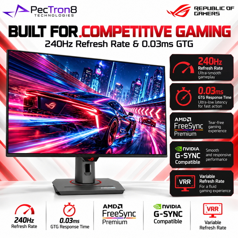 ASUS ROG Strix OLED XG27AQDMG 27" QHD 240Hz Glossy WOLED Gaming Monitor | 0.03ms | HDR10