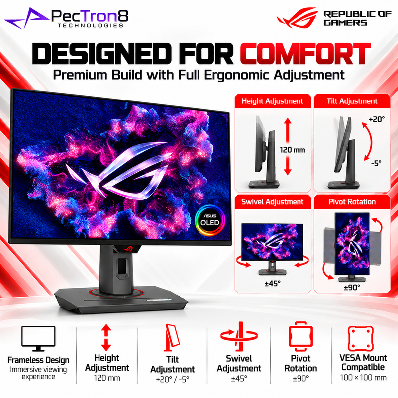 ASUS ROG Strix OLED XG27AQDMG 27" QHD 240Hz Glossy WOLED Gaming Monitor | 0.03ms | HDR10