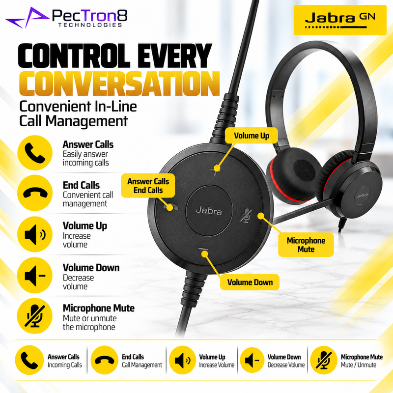 Jabra Evolve 20 SE MS Stereo USB-C Wired Headset | Noise-Cancelling Mic