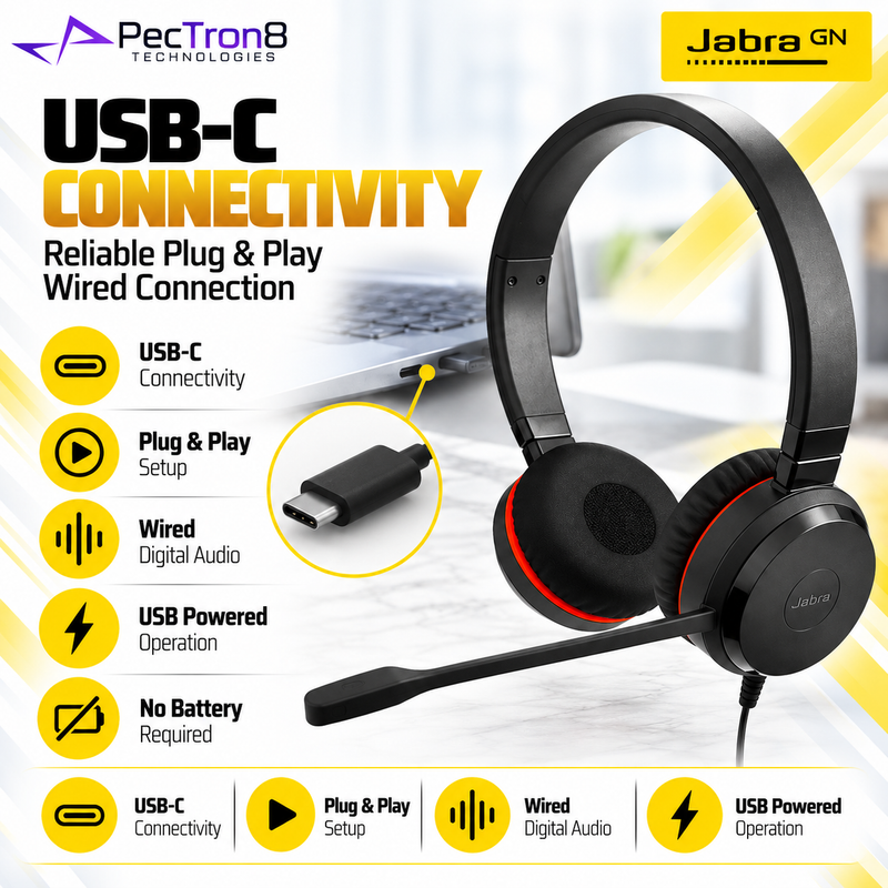 Jabra Evolve 20 SE MS Stereo USB-C Wired Headset | Noise-Cancelling Mic