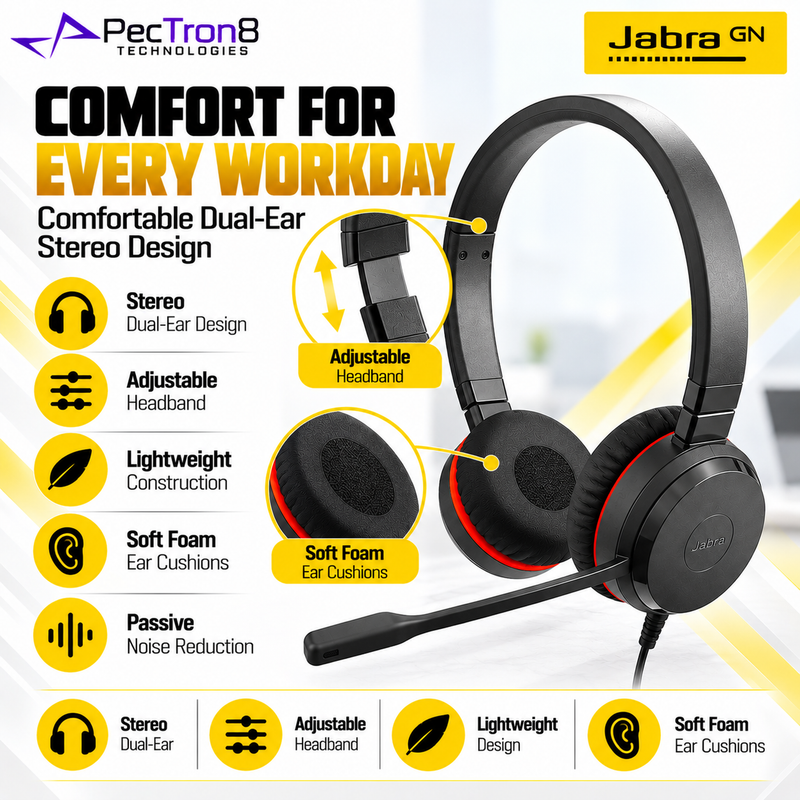 Jabra Evolve 20 USB-C/A MS Stereo Wired Headset | Noise-Cancelling Mic