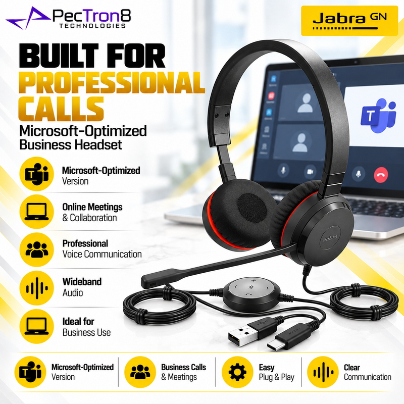 Jabra Evolve 20 USB-C/A MS Stereo Wired Headset | Noise-Cancelling Mic