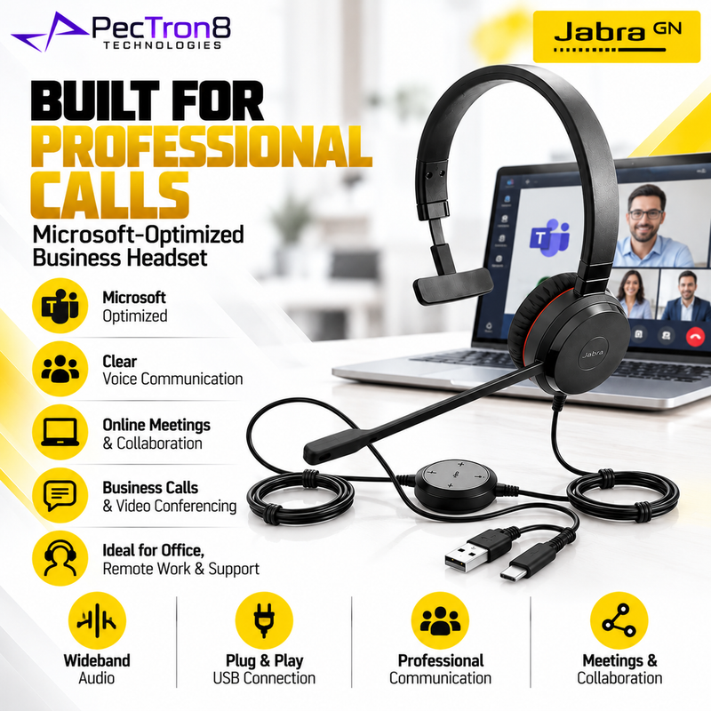 Jabra Evolve 20 USB-C/A MS Mono Wired Headset | Noise-Cancelling Mic