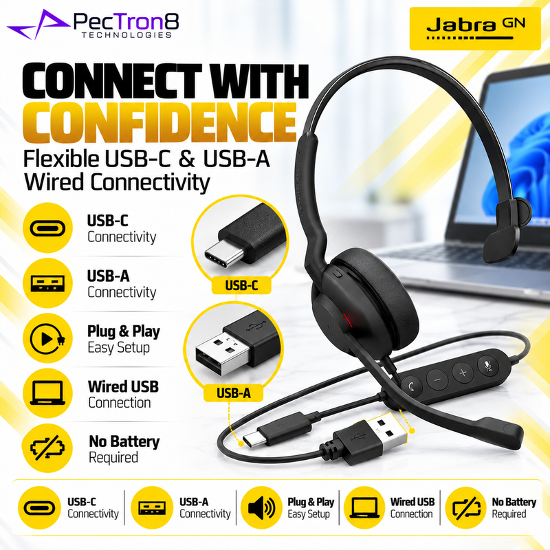 Jabra Evolve2 30 SE USB-C/A UC Mono Headset | Dual-Mic & Busylight