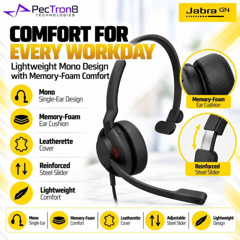 Jabra Evolve2 30 SE USB-C/A UC Mono Headset | Dual-Mic & Busylight