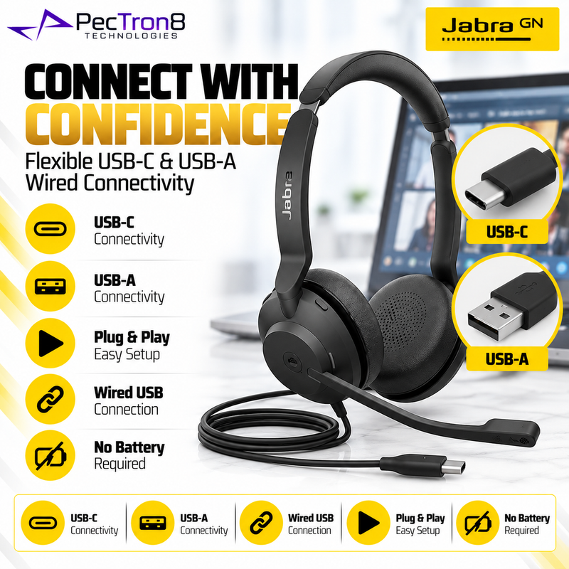 Jabra Evolve2 30 SE UC Stereo USB-C/A Headset | Dual-Mic & Busylight