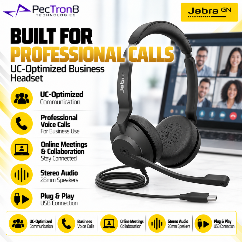 Jabra Evolve2 30 SE UC Stereo USB-C/A Headset | Dual-Mic & Busylight