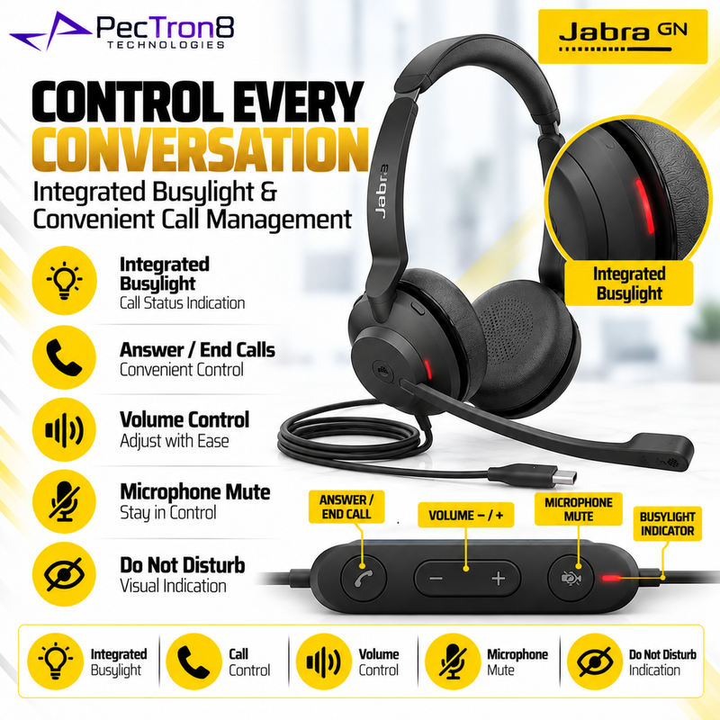 Jabra Evolve2 30 SE UC Stereo USB-C/A Headset | Dual-Mic & Busylight