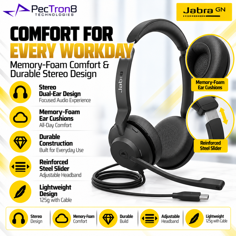 Jabra Evolve2 30 SE UC Stereo USB-C/A Headset | Dual-Mic & Busylight