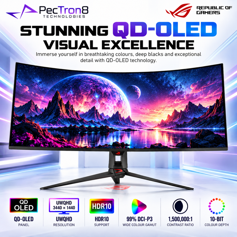 ASUS ROG Swift OLED PG34WCDN 34" 360Hz QD-OLED Gaming Monitor – UWQHD, DisplayPort 2.1, HDMI 2.1, USB-C 90W