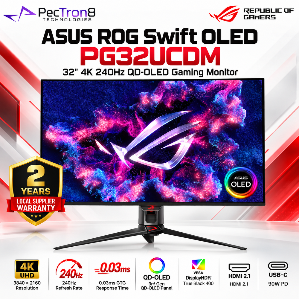 ASUS ROG Swift OLED PG32UCDM 32" 4K 240Hz QD-OLED Gaming Monitor | HDMI 2.1 | USB-C 90W