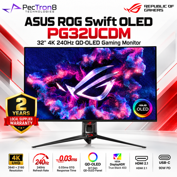 ASUS ROG Swift OLED PG32UCDM 32" 4K 240Hz QD-OLED Gaming Monitor | HDMI 2.1 | USB-C 90W