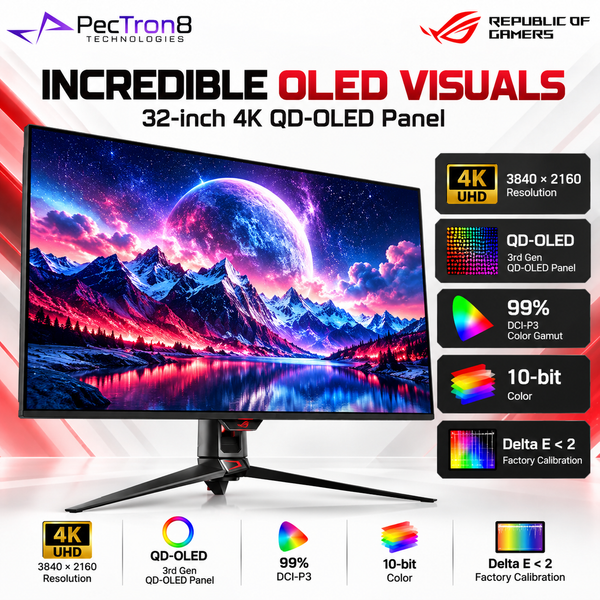 ASUS ROG Swift OLED PG32UCDM 32" 4K 240Hz QD-OLED Gaming Monitor | HDMI 2.1 | USB-C 90W