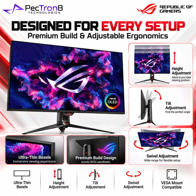 ASUS ROG Swift OLED PG32UCDM 32" 4K 240Hz QD-OLED Gaming Monitor | HDMI 2.1 | USB-C 90W