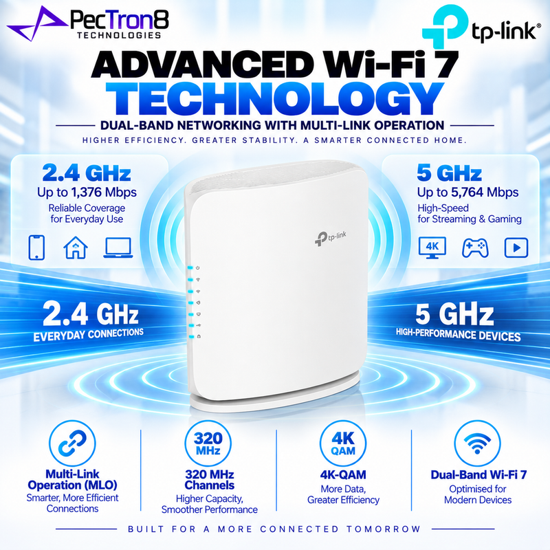 TP-Link Archer BE450 BE7200 Dual-Band Wi-Fi 7 Router – 2.5GbE WAN, EasyMesh, USB 3.0, HomeShield