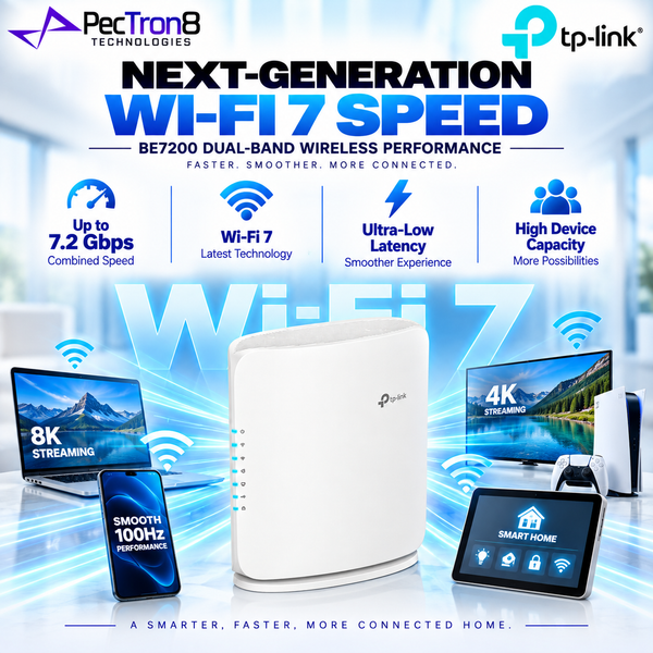TP-Link Archer BE450 BE7200 Dual-Band Wi-Fi 7 Router – 2.5GbE WAN, EasyMesh, USB 3.0, HomeShield